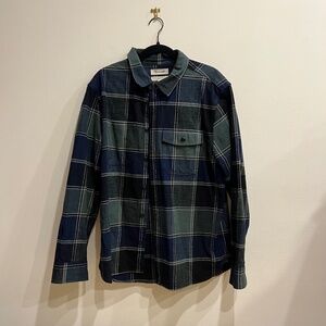 Madewell Men’s Navy Green Windowpane Plaid Shirt Large